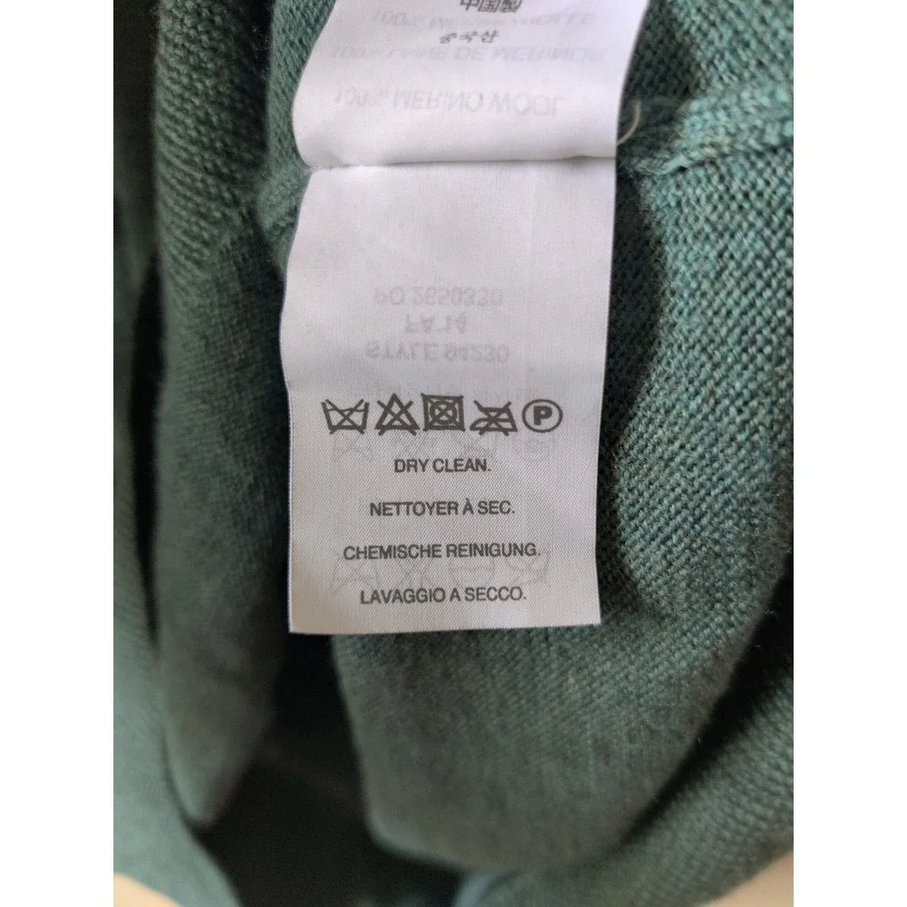 J. Crew Men's V-Neck 100% Merino Wool Sweater Heather Green Slim Fit Size Medium